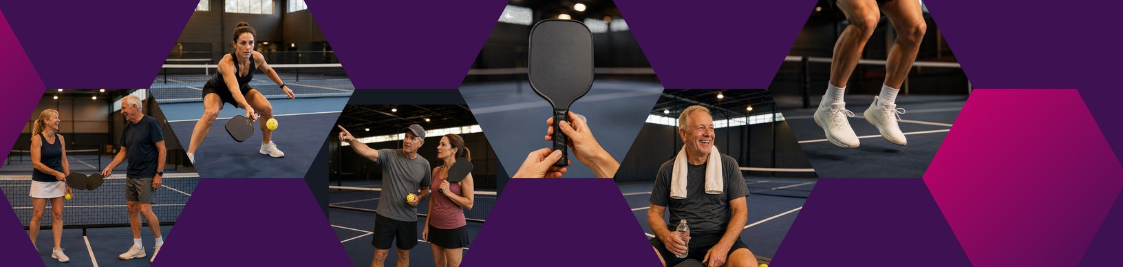 Players training on indoor pickleball courts